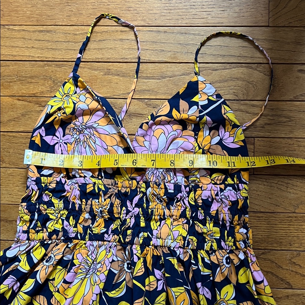 J Crew V-neck smocked-waist cotton poplin dress in dusk floral - Picture 7 of 8